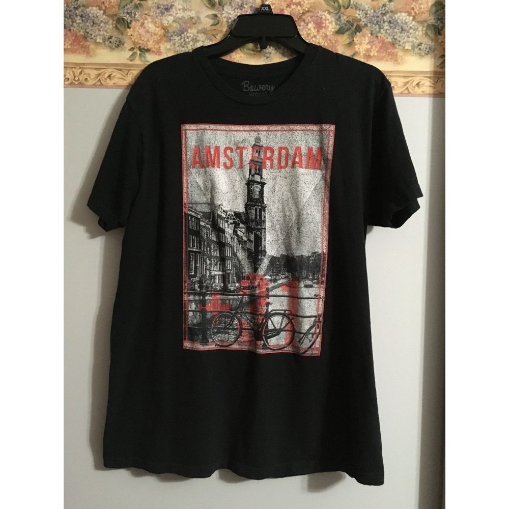 Bowery Supply Co Large Black Amsterdam Classic Travel Graphic T-Shirt